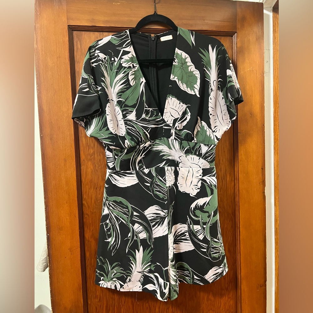 Gorgeous Aritzia Sunday Best Floral Black and Green Romper in Like New Condition